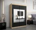 Šatní skřín s posuvnými dveřmi a zrcadlem TORINO 150cm sonoma / černá